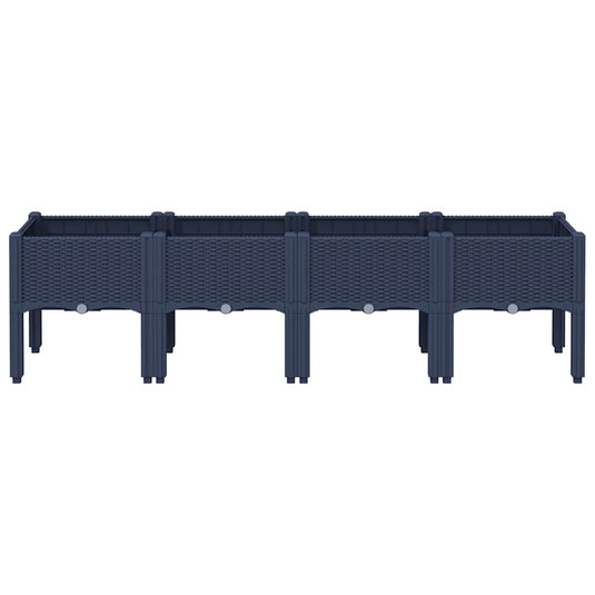 Vidaxl plantenbak met poten 160x40x42 cm polypropeen blauwgrijs