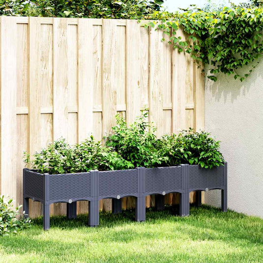 Vidaxl plantenbak met poten 160x40x42 cm polypropeen blauwgrijs
