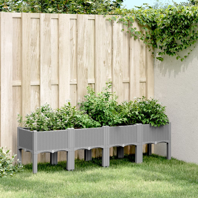 Load image into Gallery viewer, Vidaxl plantenbak met poten 160x40x42 cm polypropeen lichtgrijs
