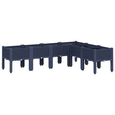 Vidaxl plantenbak met poten 160x120x42 cm polypropeen blauwgrijs