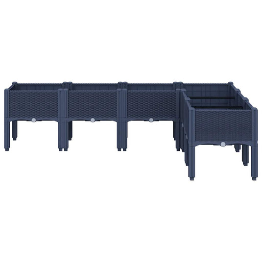 Vidaxl plantenbak met poten 160x120x42 cm polypropeen blauwgrijs