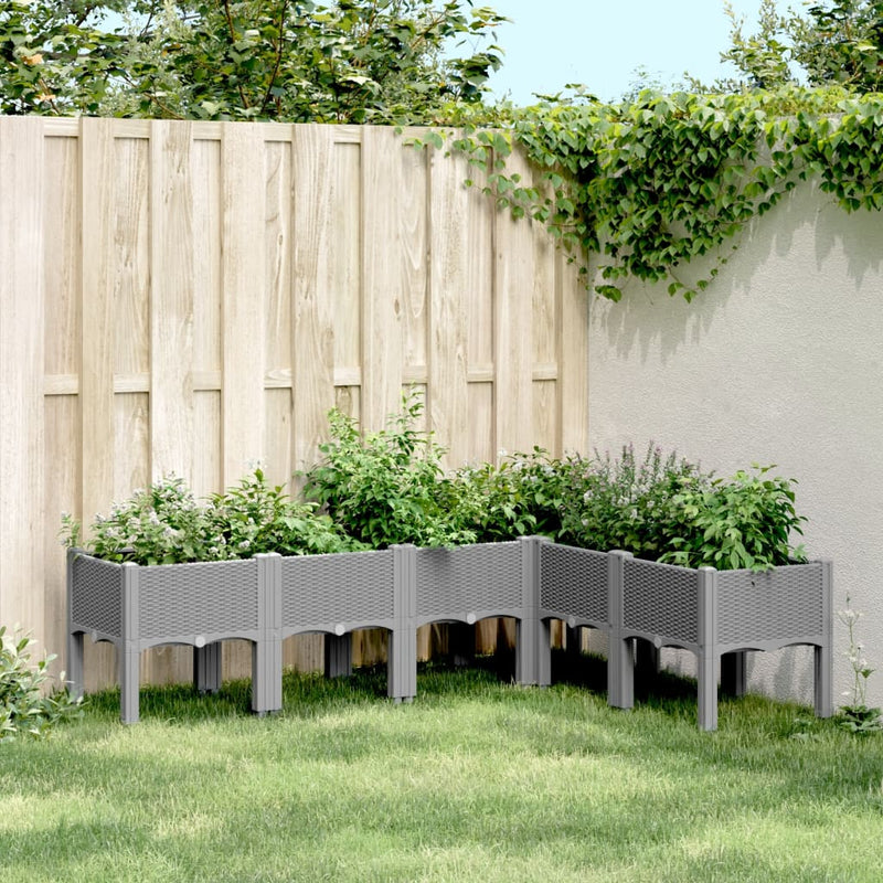 Load image into Gallery viewer, Vidaxl plantenbak met poten 160x120x42 cm polypropeen lichtgrijs
