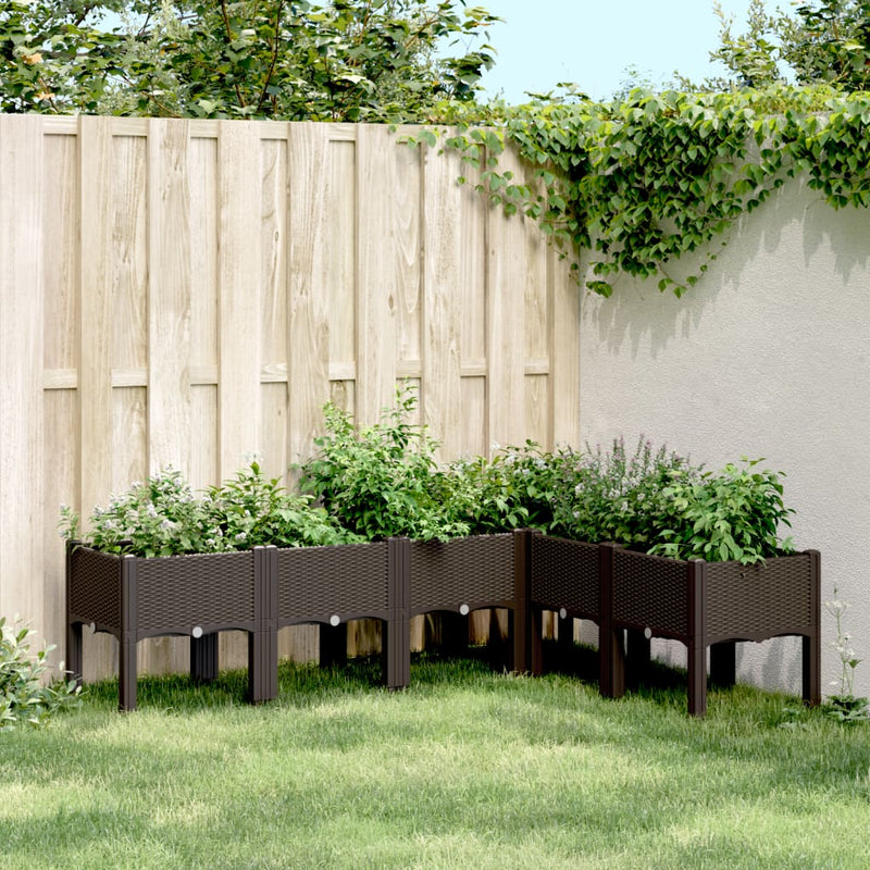 Afbeelding laden in galerijviewer, Vidaxl plantenbak met poten 160x120x42 cm polypropeen bruin
