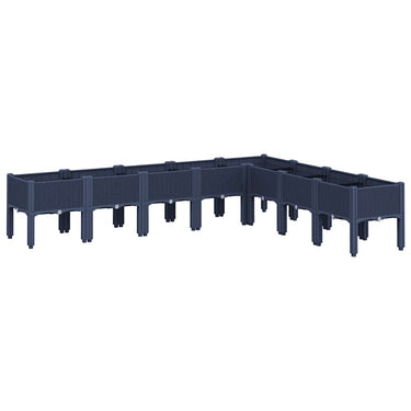 Vidaxl plantenbak met poten 200x160x42 cm polypropeen blauwgrijs