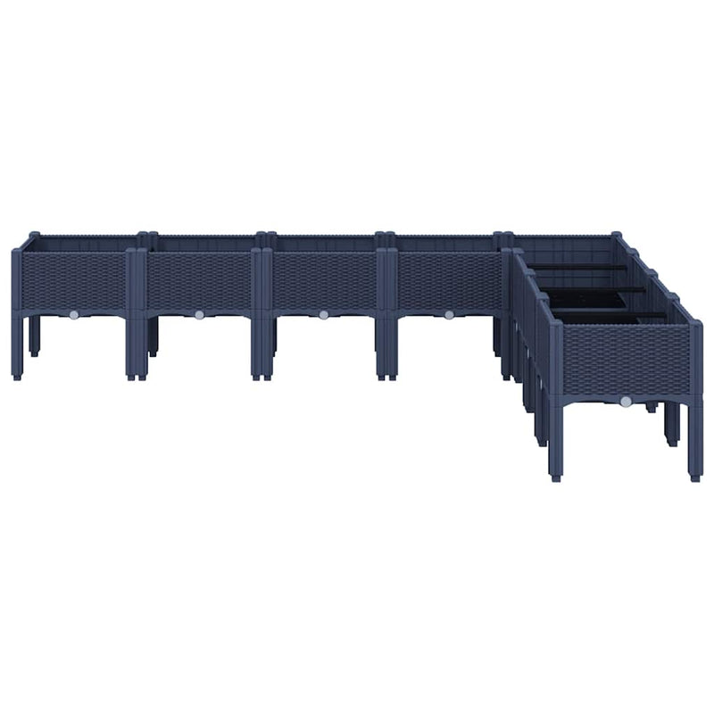 Cargue la imagen en el visor de la galería, Vidaxl plantenbak met poten 200x160x42 cm polypropeen blauwgrijs

