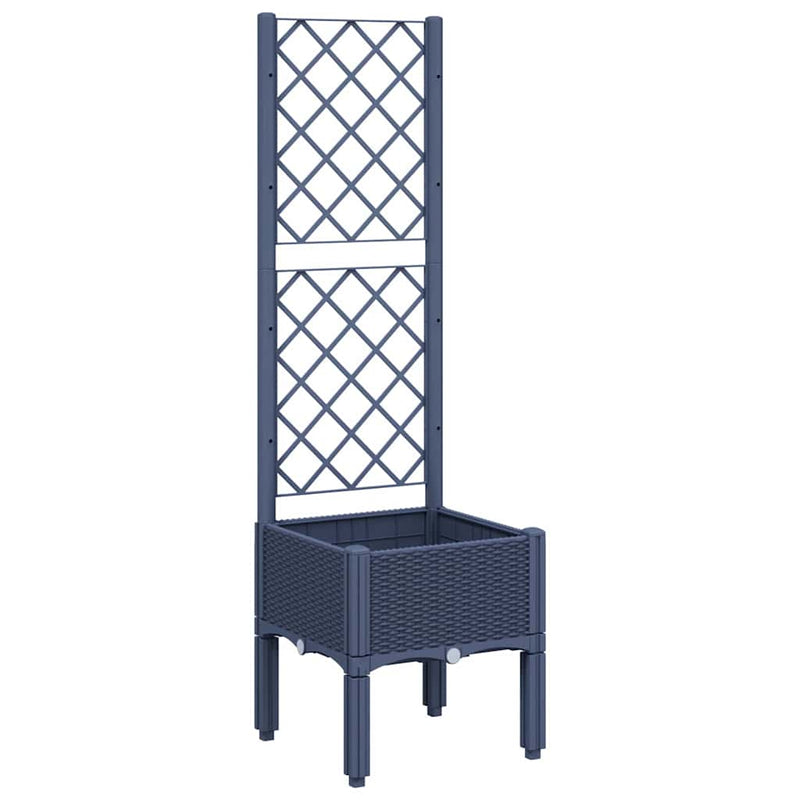 Afbeelding laden in galerijviewer, Vidaxl plantenbak met latwerk 40x40x142 cm polypropeen blauwgrijs

