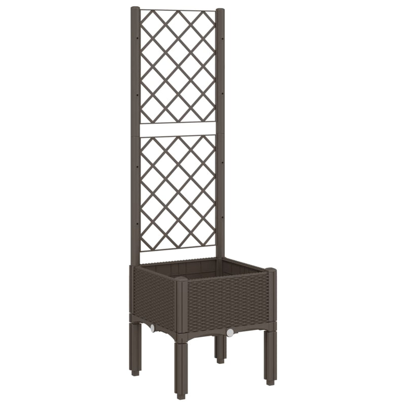 Load image into Gallery viewer, Vidaxl plantenbak met latwerk 40x40x142 cm polypropeen bruin
