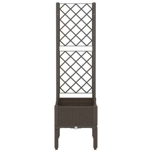 Vidaxl plantenbak met latwerk 40x40x142 cm polypropeen bruin