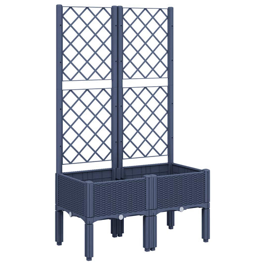 Vidaxl plantenbak met latwerk 80x40x142 cm polypropeen blauwgrijs
