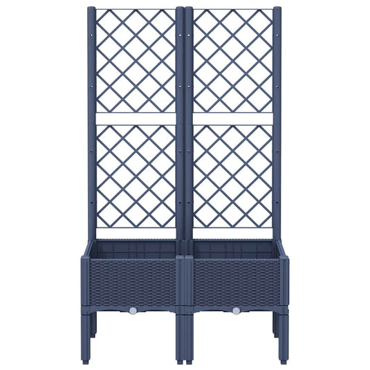 Vidaxl plantenbak met latwerk 80x40x142 cm polypropeen blauwgrijs