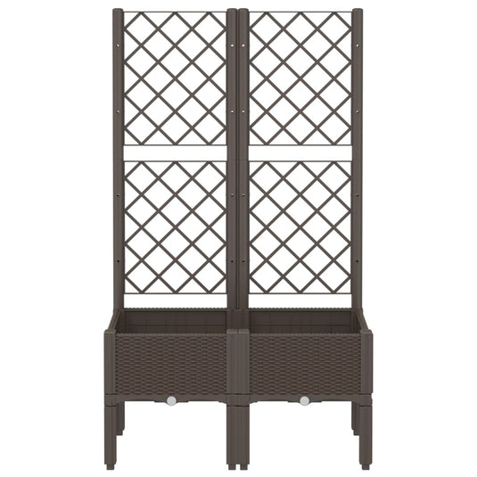 Vidaxl plantenbak met latwerk 80x40x142 cm polypropeen bruin