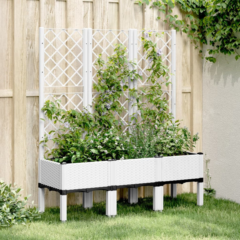 Load image into Gallery viewer, Vidaxl plantenbak met latwerk 120x40x142 cm polypropeen wit
