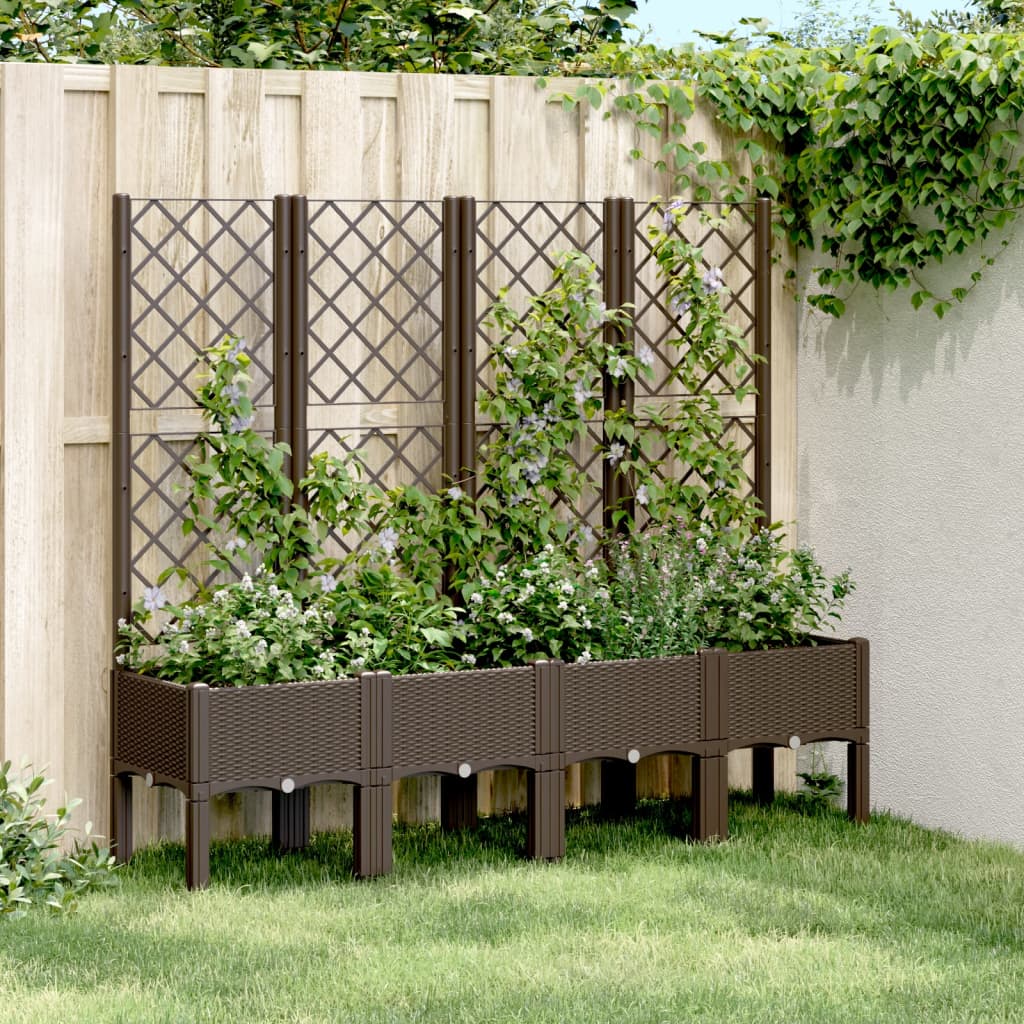 VidaXL Plantenbak met latwerk 160x40x142 cm polypropeen bruin