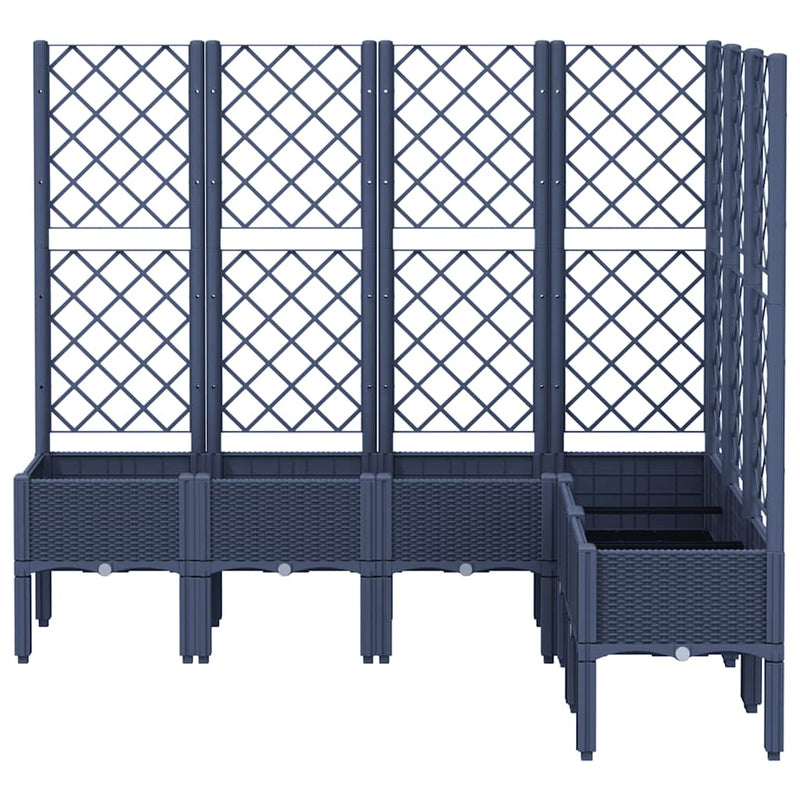 Load image into Gallery viewer, Vidaxl plantenbak met latwerk 160x120x142 cm polypropeen blauwgrijs
