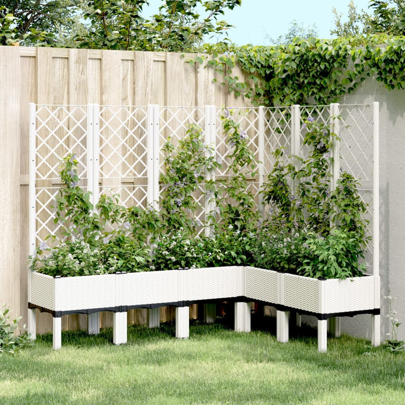 Load image into Gallery viewer, Vidaxl plantenbak met latwerk 160x120x142 cm polypropeen wit

