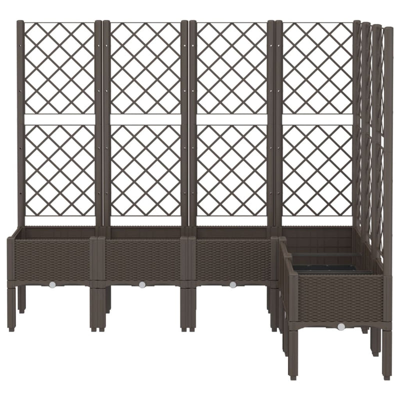 Load image into Gallery viewer, Vidaxl plantenbak met latwerk 160x120x142 cm polypropeen bruin
