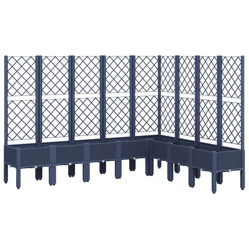 Load image into Gallery viewer, Vidaxl plantenbak met latwerk 200x160x142 cm polypropeen blauwgrijs
