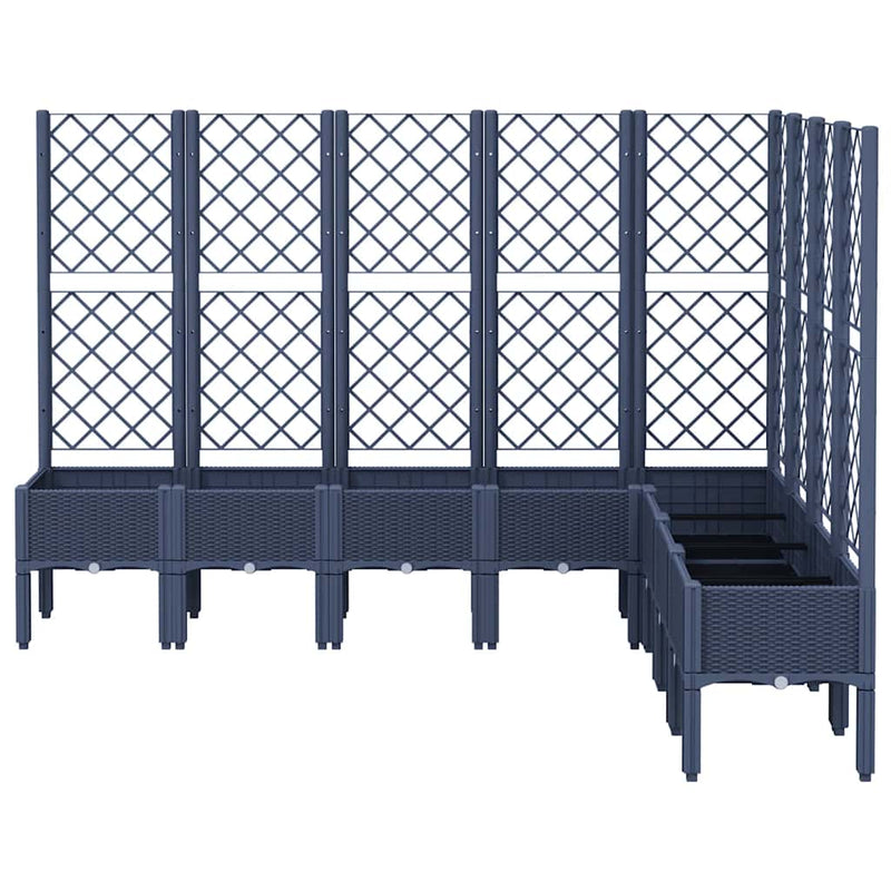 Load image into Gallery viewer, Vidaxl plantenbak met latwerk 200x160x142 cm polypropeen blauwgrijs
