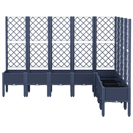 Vidaxl plantenbak met latwerk 200x160x142 cm polypropeen blauwgrijs