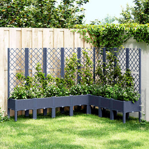 Vidaxl plantenbak met latwerk 200x160x142 cm polypropeen blauwgrijs