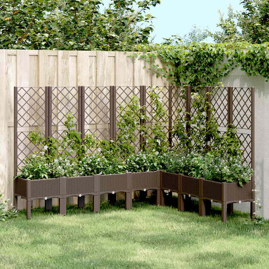 Vidaxl plantenbak met latwerk 200x160x142 cm polypropeen bruin