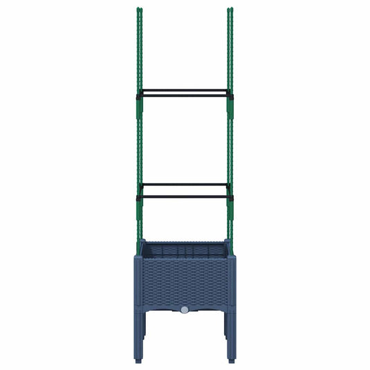 Vidaxl plantenbak met latwerk 40x40x142,5 cm polypropeen blauwgrijs