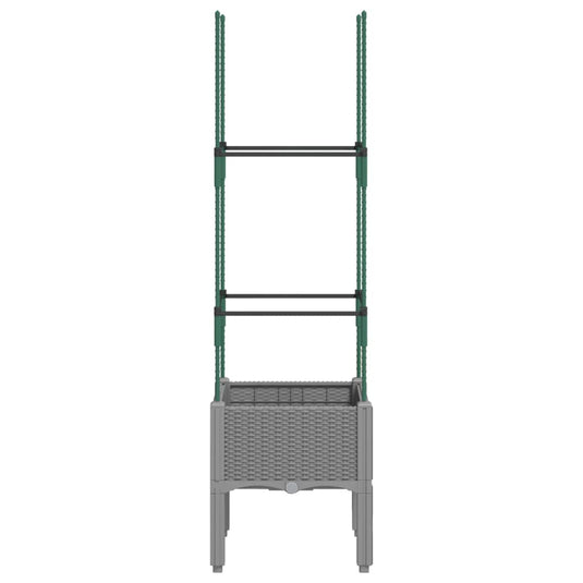 Vidaxl plantenbak met latwerk 40x40x142,5 cm polypropeen lichtgrijs