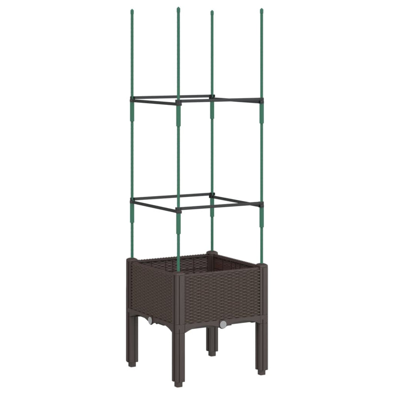 Load image into Gallery viewer, Vidaxl plantenbak met latwerk 40x40x142,5 cm polypropeen bruin
