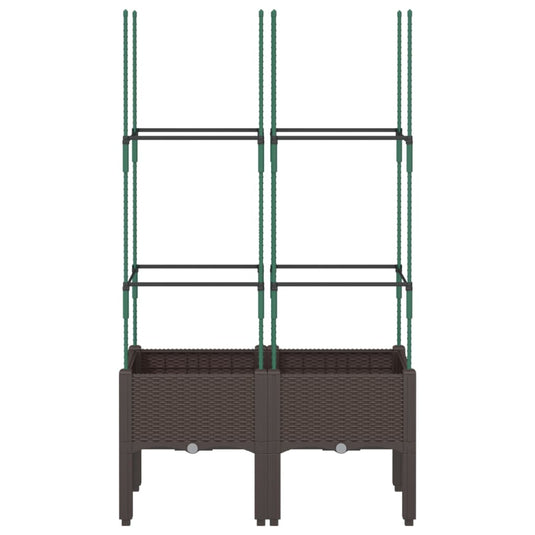 Vidaxl plantenbak met latwerk 80x40x142,5 cm polypropeen bruin