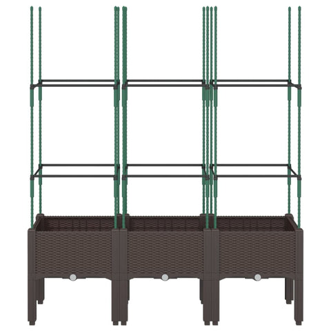 VidaXL Plantenbak met latwerk 120x40x142,5 cm polypropeen bruin