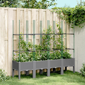 Vidaxl plantenbak met latwerk 160x40x142,5 cm polypropeen lichtgrijs