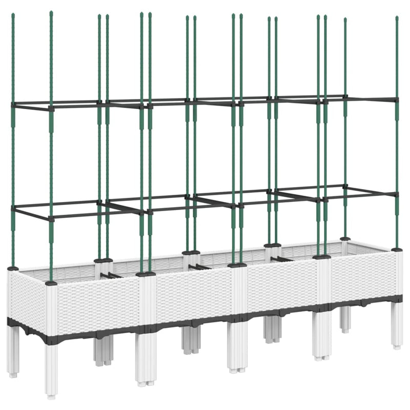 Load image into Gallery viewer, Vidaxl plantenbak met latwerk 160x40x142,5 cm polypropeen wit
