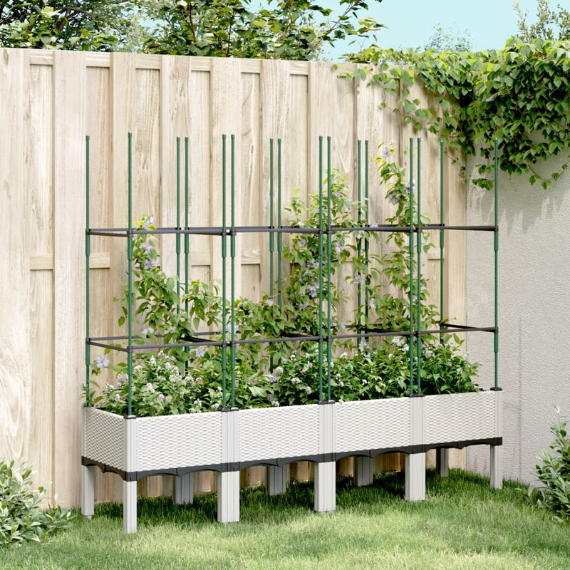 Load image into Gallery viewer, Vidaxl plantenbak met latwerk 160x40x142,5 cm polypropeen wit
