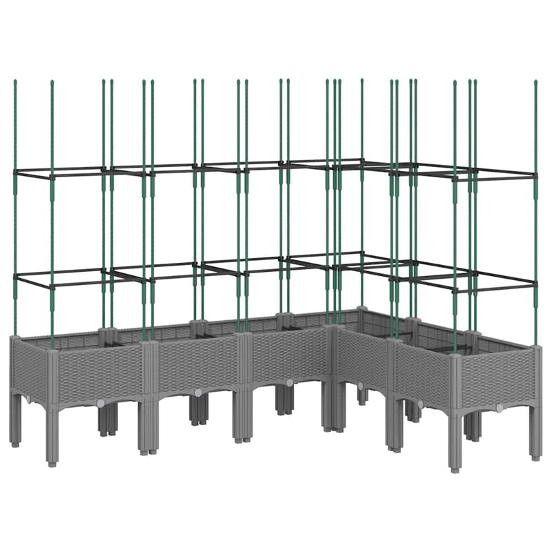 Load image into Gallery viewer, Vidaxl plantenbak met latwerk 160x120x142,5 cm polypropeen lichtgrijs
