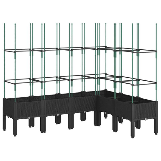 Vidaxl plantenbak met latwerk 160x120x142,5 cm polypropeen zwart