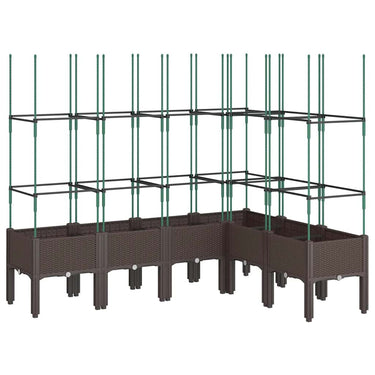 Vidaxl plantenbak met latwerk 160x120x142,5 cm polypropeen bruin