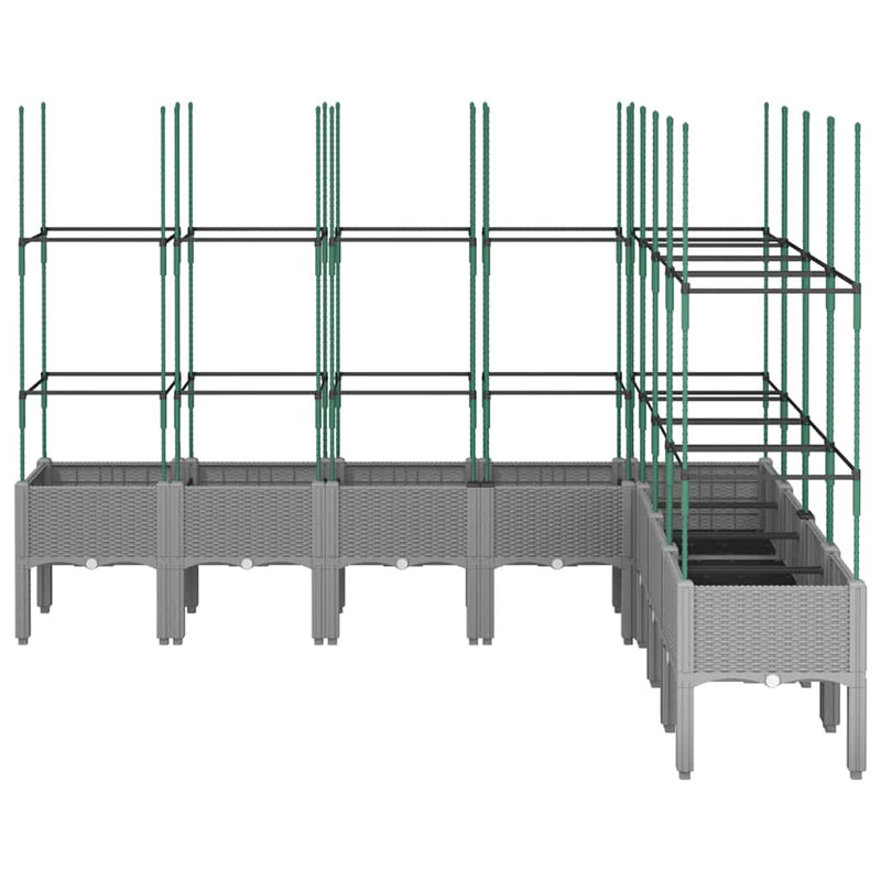 Load image into Gallery viewer, Vidaxl plantenbak met latwerk 200x160x142,5 cm polypropeen lichtgrijs
