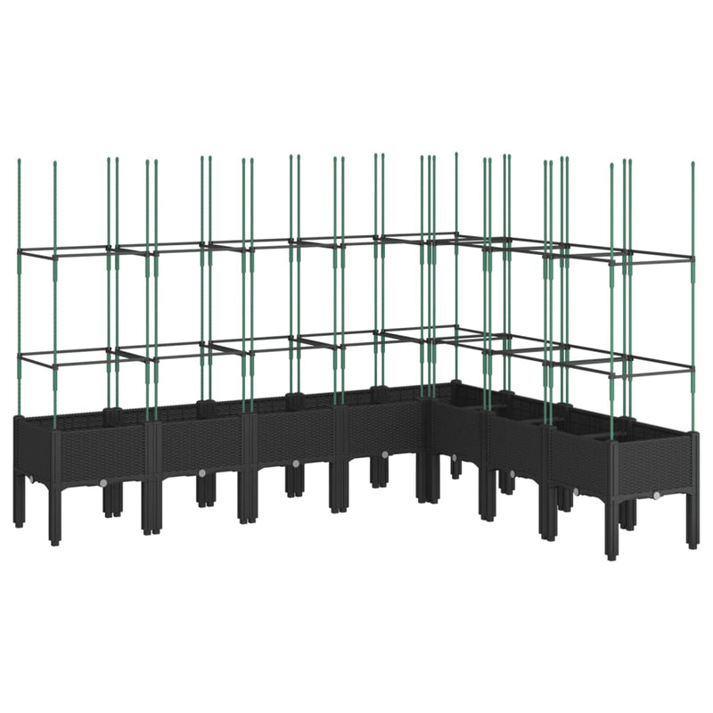 Load image into Gallery viewer, Vidaxl plantenbak met latwerk 200x160x142,5 cm polypropeen zwart
