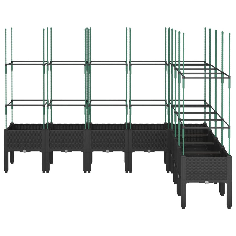 Load image into Gallery viewer, Vidaxl plantenbak met latwerk 200x160x142,5 cm polypropeen zwart
