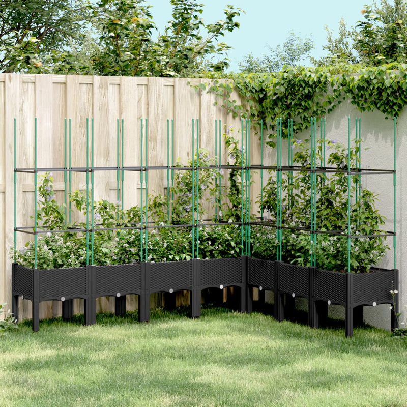 Load image into Gallery viewer, Vidaxl plantenbak met latwerk 200x160x142,5 cm polypropeen zwart
