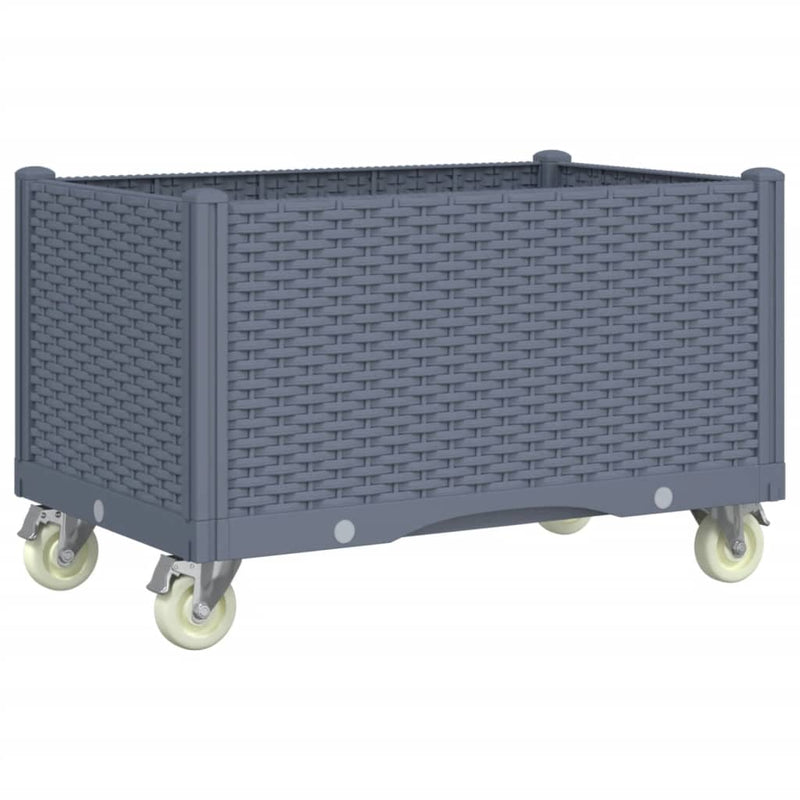 Load image into Gallery viewer, Vidaxl plantenbak met wielen 80x50x54 cm polypropeen grijs
