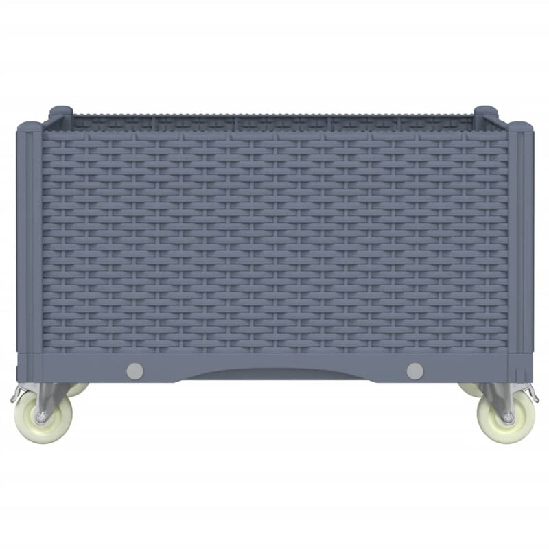 Load image into Gallery viewer, Vidaxl plantenbak met wielen 80x50x54 cm polypropeen grijs
