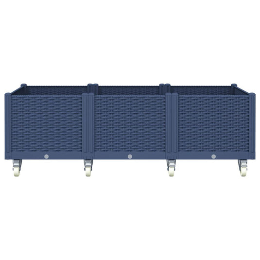 Vidaxl plantenbak met wielen 150x80x54 cm polypropeen blauwgrijs