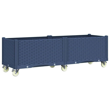 Vidaxl plantenbak met wielen 160x50x54 cm polypropeen blauwgrijs