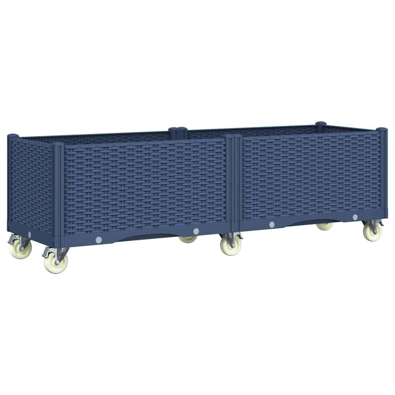 Load image into Gallery viewer, Vidaxl plantenbak met wielen 160x50x54 cm polypropeen blauwgrijs
