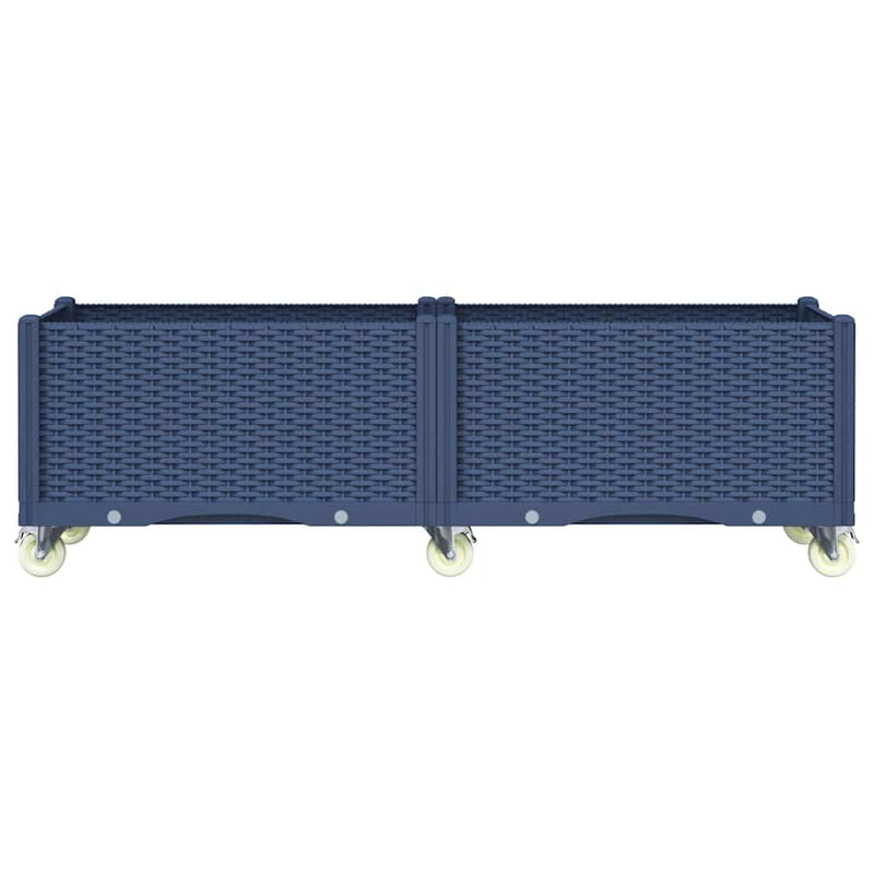 Load image into Gallery viewer, Vidaxl plantenbak met wielen 160x50x54 cm polypropeen blauwgrijs
