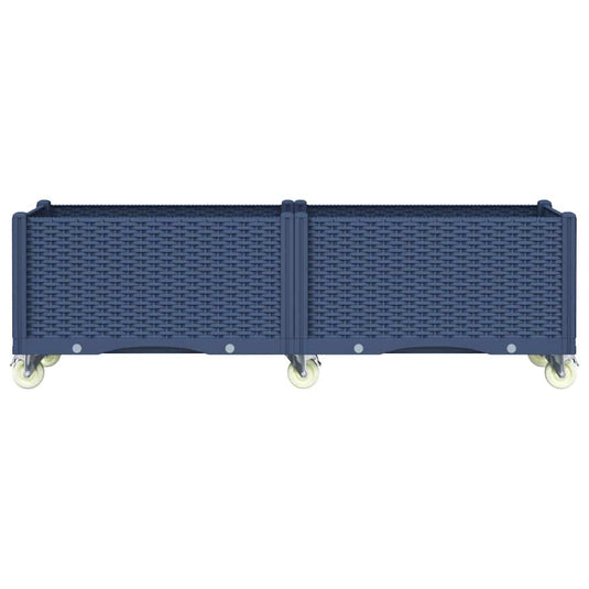 Vidaxl plantenbak met wielen 160x50x54 cm polypropeen blauwgrijs