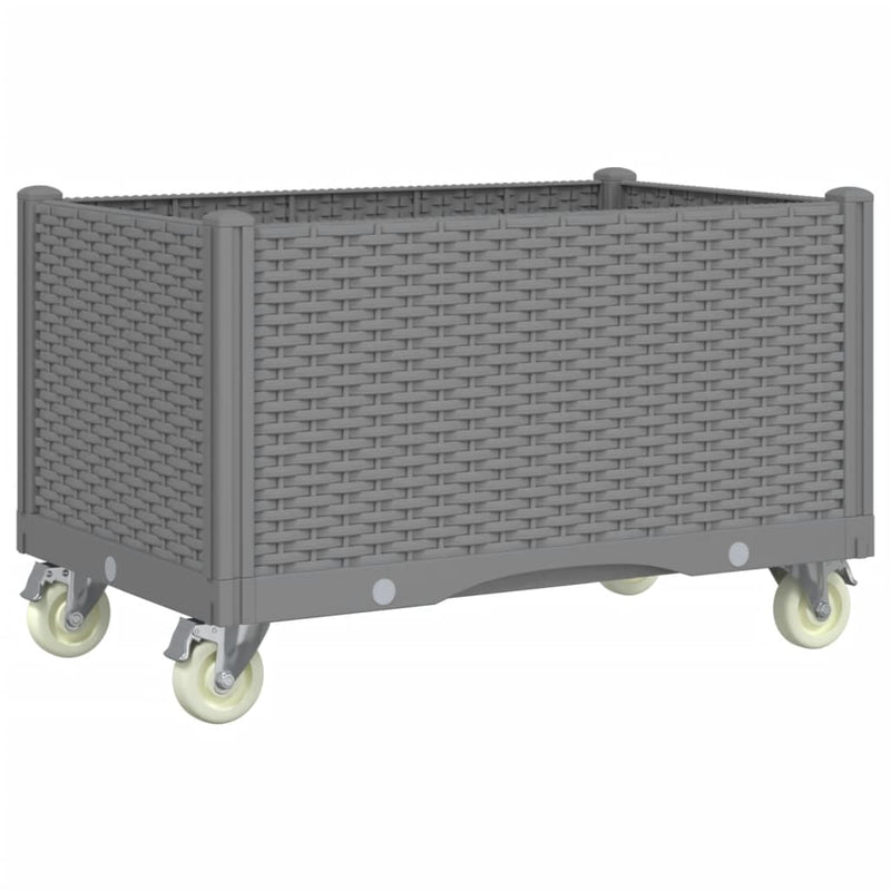 Load image into Gallery viewer, Vidaxl plantenbak met wielen 80x50x54 cm polypropeen lichtgrijs
