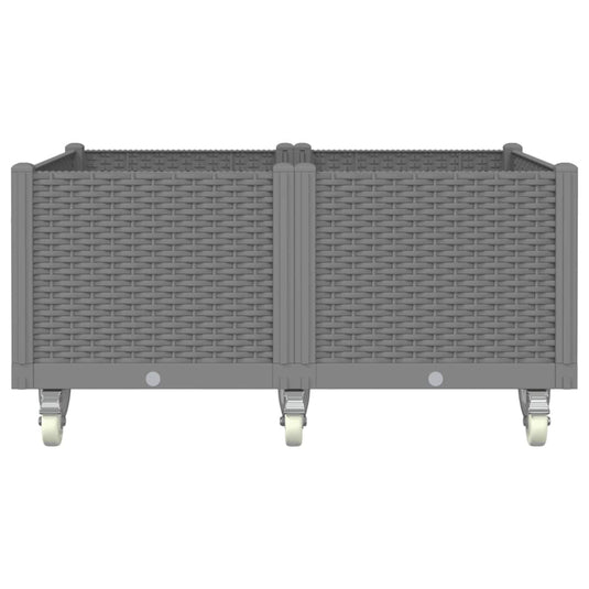 Vidaxl plantenbak met wielen 100x80x54 cm polypropeen lichtgrijs