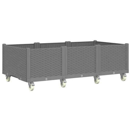 Vidaxl plantenbak met wielen 150x80x54 cm polypropeen lichtgrijs